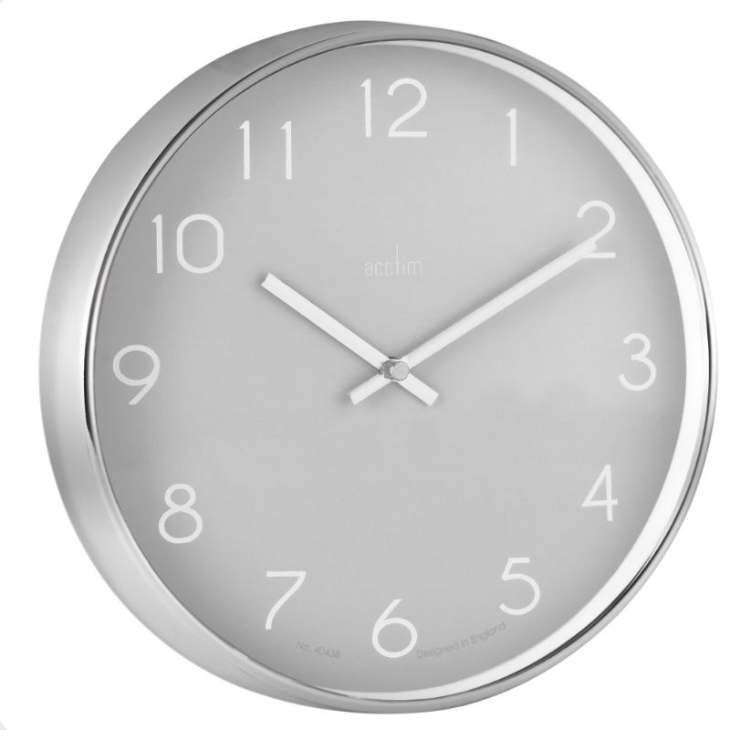 Wall Clock - Acctim Elma Chrome Plastic Smoke (25cm)