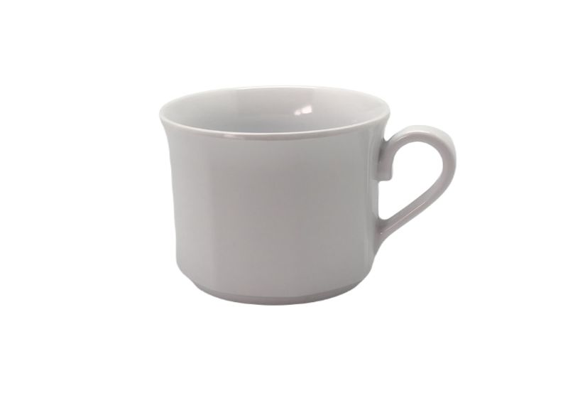 Set of 6 Jab White 250ml mugs, durable melamine with elegant white finish, scratch resistant, dishwasher safe, ideal for hot beverages.