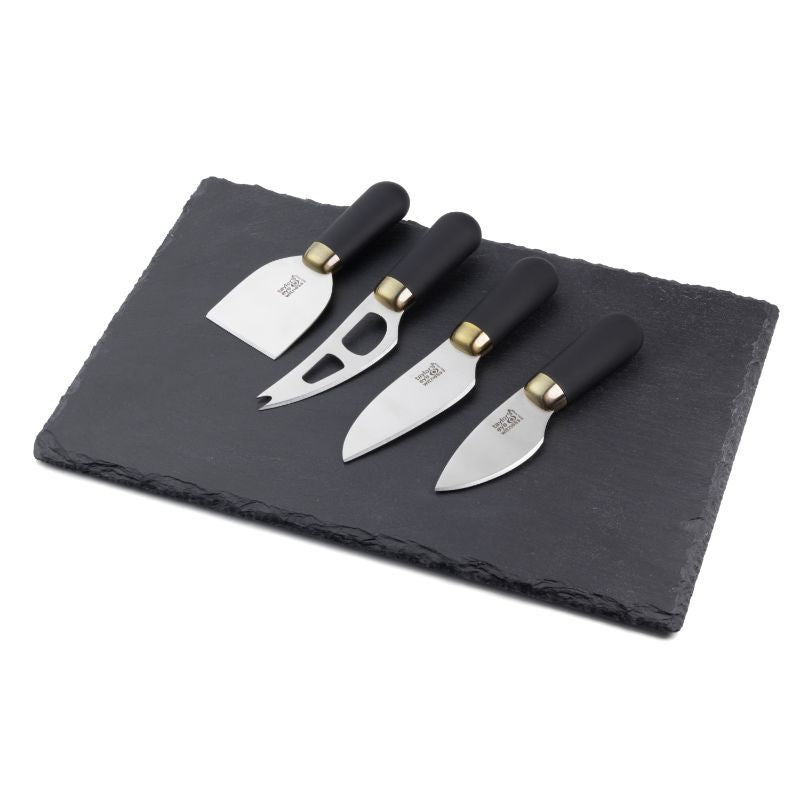 Cheese Knife & Slate Board Set - Taylors Brooklyn Brass (4pcs)
