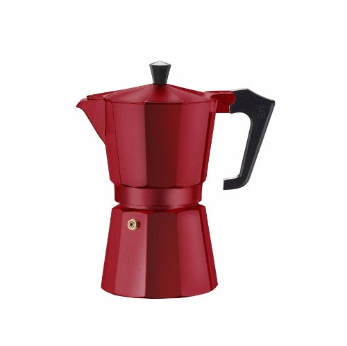 Pezzetti Red Italexpress 6-cup aluminium coffee maker, stylish and durable for rich espresso, perfect for coffee lovers.