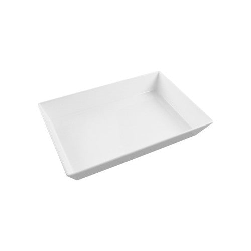 Jab Rectangular Dish 35cm in white, made from durable melamine, perfect for elegant dining and versatile use.