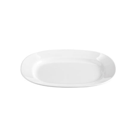 Set of 6 white Jab Oval Platters, 31cm, durable melamine, elegant for dining, scratch-resistant, dishwasher safe.