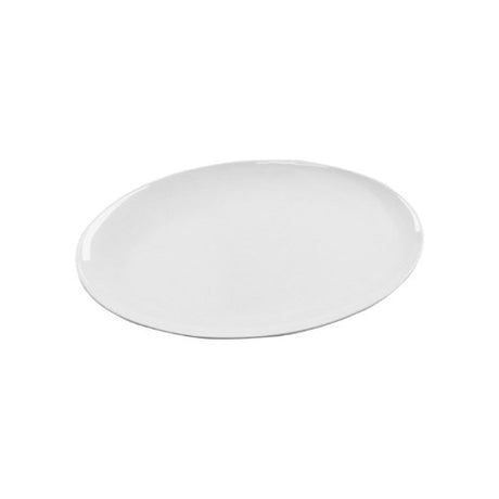 Set of 6 white melamine oval platters, 20x14 cm, durable, microwave safe, ideal for serving appetizers and desserts.