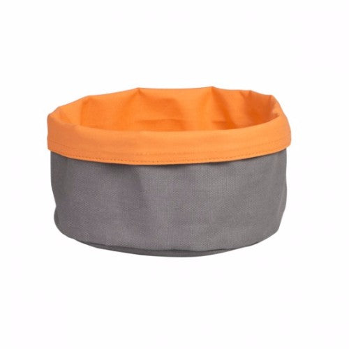 Moda Canvas Bread Bag in Round Charcoal & Orange, eco-friendly storage for fresh bread, 200x90mm size.