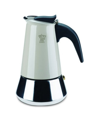 Pezzetti Grey SteelExpress Induction Espresso Maker 4C brews rich Italian espresso with sleek design and 4-cup capacity.