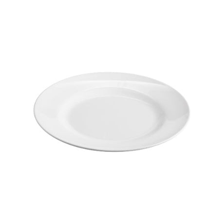 Set of 6 JAB Rim White Plates, 20cm melamine, high-lustrous finish, durable, scratch-resistant, dishwasher safe.