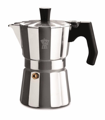 Pezzetti Luxexpress Aluminium Coffee Maker 3C in sleek black features a modern design for brewing rich espresso at home.