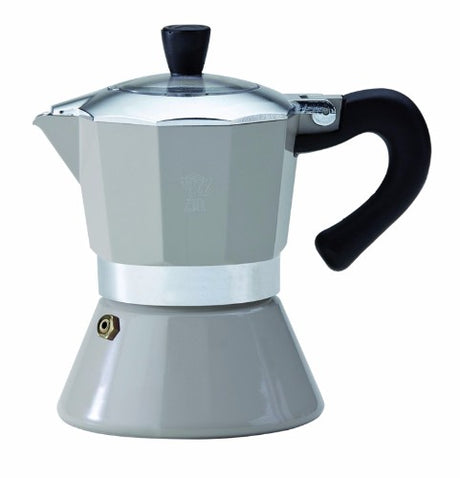 Pezzetti Grey BelleExpress Induction Espresso Maker 6C brews 6 cups of rich espresso with a sleek, modern design.