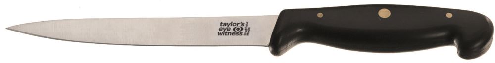 Taylors 12cm Kitchen Knife with high carbon stainless steel blade for precision cutting and ergonomic handle design.