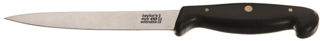 Taylors 12cm Kitchen Knife with high carbon stainless steel blade for precision cutting and ergonomic handle design.