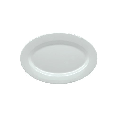 Jab Oval Rim Platter in White, durable melamine, elegant design for serving meals at casual or fine dining occasions.