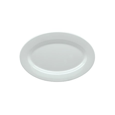 Jab Oval Rim Platter in White, durable melamine, elegant design for serving meals at casual or fine dining occasions.