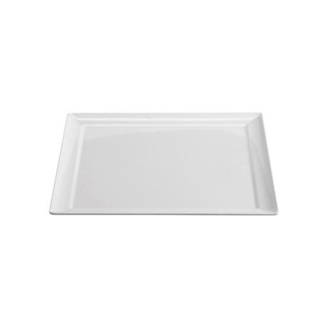 Set of 6 Jab White Amalfi Square Plates, 30x30cm, elegant melamine with scratch resistance and high lustrous finish.