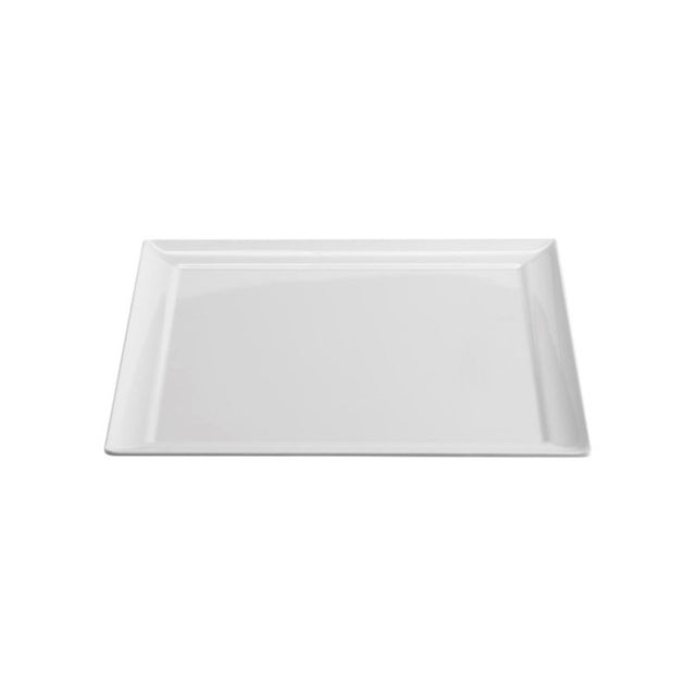 Set of 6 Jab White Amalfi Square Plates, 30x30cm, elegant melamine with scratch resistance and high lustrous finish.