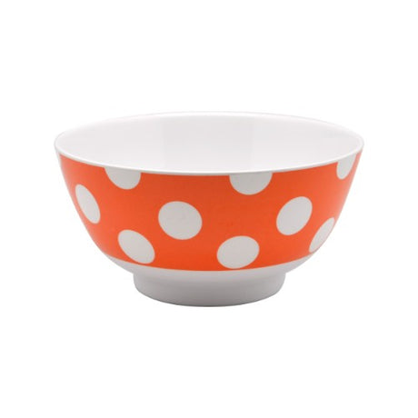 Set of 6 stylish Jab Bowls in vibrant orange with white dots, perfect for versatile dining and outdoor events.