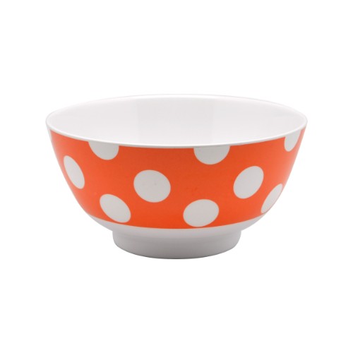 Set of 6 stylish Jab Bowls in vibrant orange with white dots, perfect for versatile dining and outdoor events.