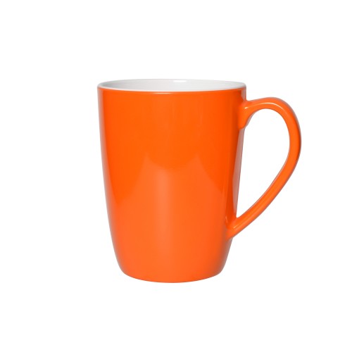 Set of 6 vibrant orange melamine mugs, durable, scratch-resistant, 352ml capacity, perfect for hot beverages and outdoor use.