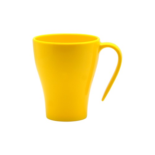 Bright yellow Jab Stacking Gelato mugs, set of 6, durable melamine, ideal for desserts and beverages, stackable and dishwasher safe.