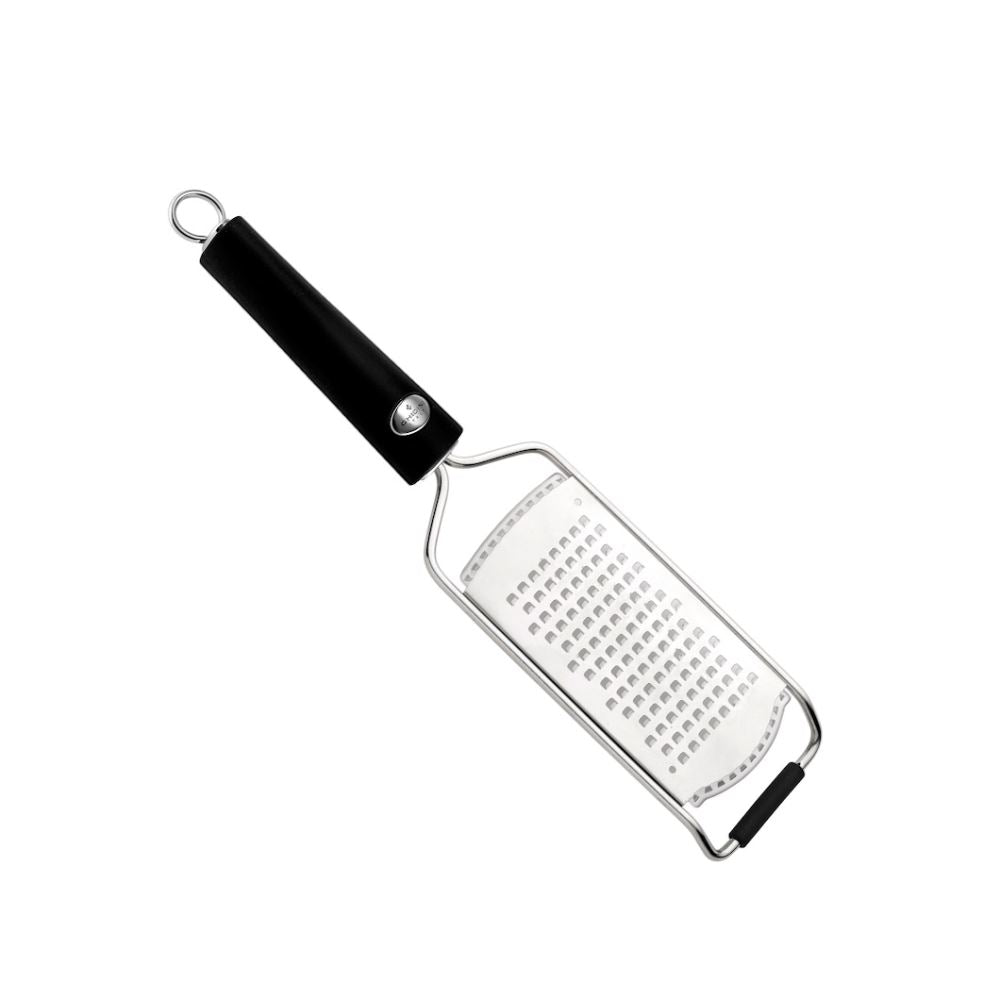 Ghidini Supersharp Universal Medium Grater designed for effortless grating of cheese, vegetables, and chocolate with ergonomic handle.