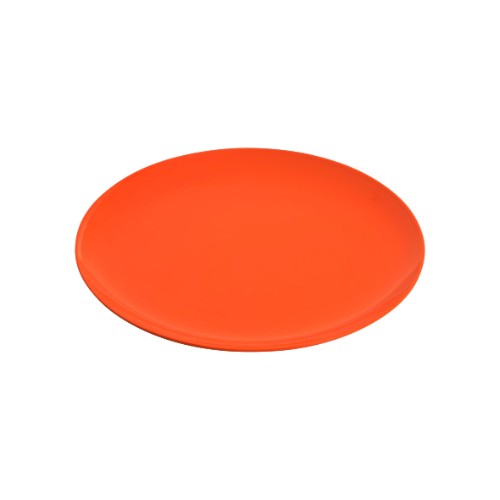 Set of 6 Gelato Orange Jab Coupe plates, made from durable melamine, perfect for stylish dining and easy cleanup.