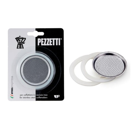 Durable 2 Cup Gaskets and Filter for Pezzetti Steelexpress, ensuring perfect seals and optimal coffee filtration.
