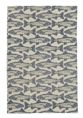 Ulster Weavers Salmon Cotton Tea Towel, 100% cotton, minimalist design with a charming salmon illustration, 48 x 74 cm.