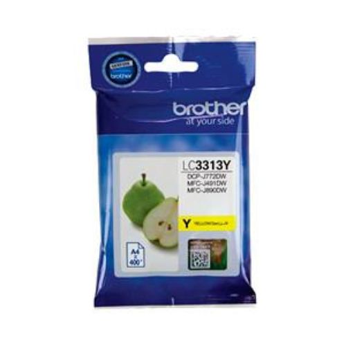 Brother LC3313Y Yellow Ink Cartridge - 400 Pages, High-Quality Prints for Home & Office