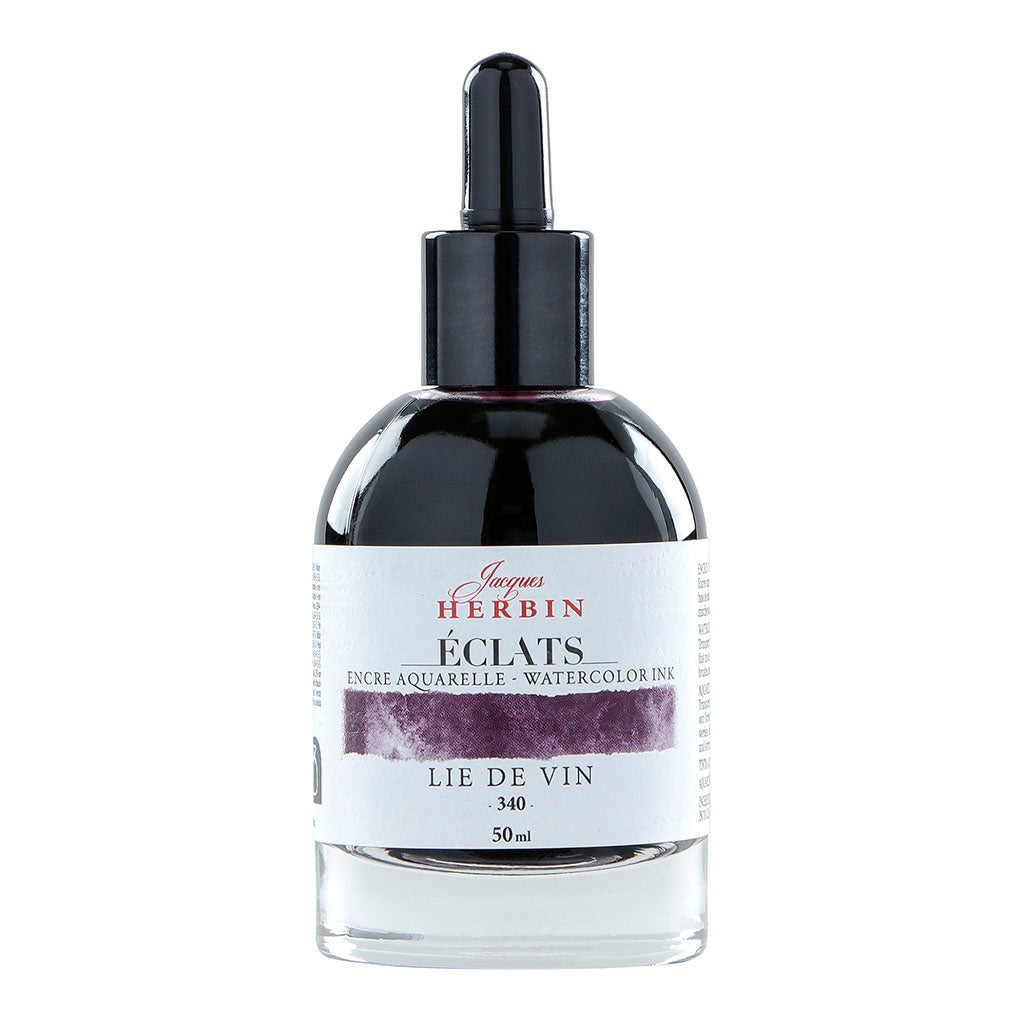 50ml bottle of Jacques Herbin Eclats Watercolour Ink in Burgundy, ideal for artists with vibrant, transparent hues.