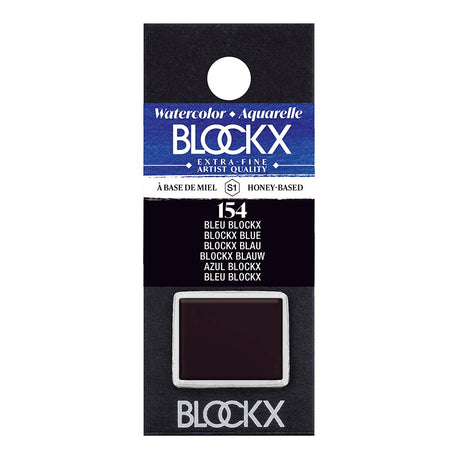 BLOCKX Watercolour Half Pan S1 154 Blockx Blue, a vibrant and lightfast paint perfect for artists seeking quality and versatility.