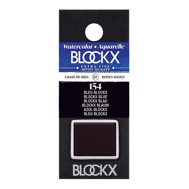 BLOCKX Watercolour Half Pan S1 154 Blockx Blue, a vibrant and lightfast paint perfect for artists seeking quality and versatility.