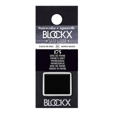 BLOCKX Watercolour Half Pan S1 175 Paynes Grey with rich semi-transparent pigment and light-resistant quality for vibrant art.
