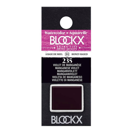 BLOCKX Watercolour Half Pan in Manganese Violet (S3 235) offers vibrant, semi-transparent color, crafted with light-resistant pigments.