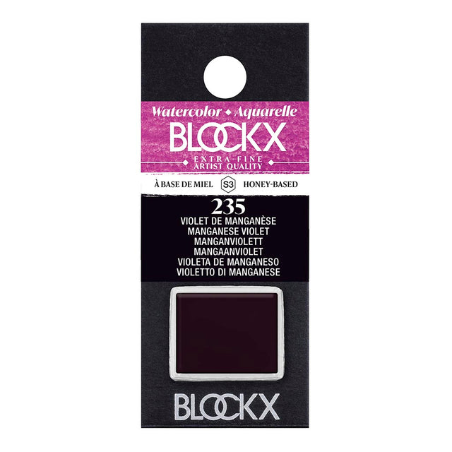 BLOCKX Watercolour Half Pan in Manganese Violet (S3 235) offers vibrant, semi-transparent color, crafted with light-resistant pigments.