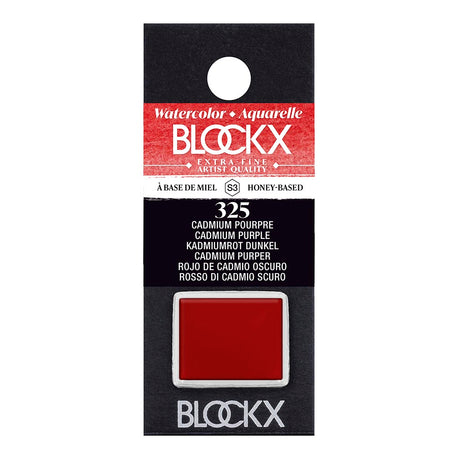 BLOCKX Watercolour Half Pan S3 325 Cadmium Purple, a vibrant, light-resistant pigment, ideal for layering and mixing in artwork.