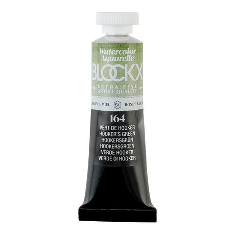BLOCKX Watercolour Tube 15ml in vibrant Hookers Green, featuring light-resistant pigments for brilliant, long-lasting art.
