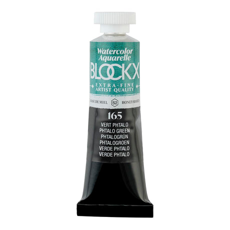 BLOCKX 15ml Watercolour Tube in Phtalo Green, featuring vibrant, light-resistant pigments for professional watercolor art.