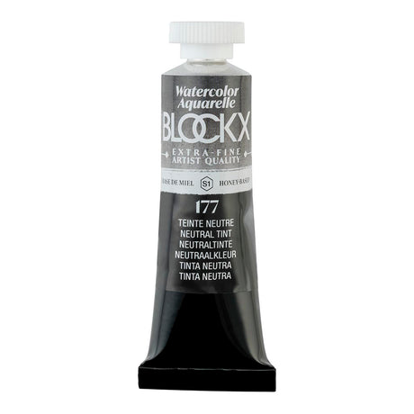 BLOCKX 15ml watercolour tube in Neutral Tint, featuring light-resistant pigments for vibrant, long-lasting color.