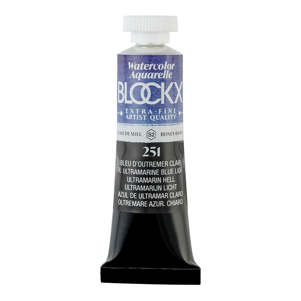 15ml BLOCKX Watercolour Tube in Light Ultramarine Blue, featuring vibrant, lightfast pigments for stunning artistic detail.