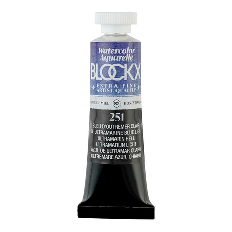 15ml BLOCKX Watercolour Tube in Light Ultramarine Blue, featuring vibrant, lightfast pigments for stunning artistic detail.