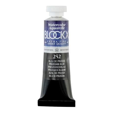 BLOCKX Watercolour Tube 15ml in Prussian Blue, featuring high-quality light-resistant pigments for vibrant, semi-transparent art.