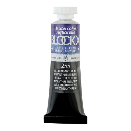 BLOCKX 15ml watercolour tube in Indanthrene Blue, featuring light-resistant pigments for vibrant, durable art.