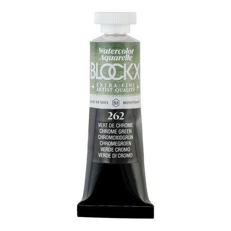 15ml BLOCKX Watercolour Tube in Chrome Green, a light-resistant, opaque pigment optimal for artists seeking vibrant colors.