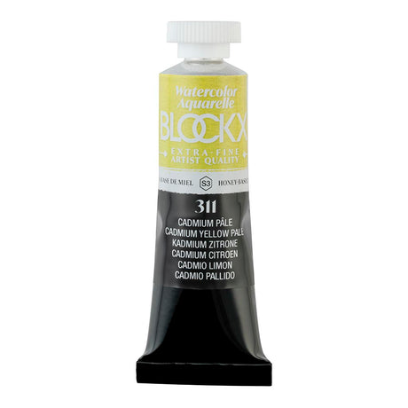 BLOCKX 15ml S3 311 Pale Cadmium Yellow watercolour tube showcasing vibrant, light-resistant pigments for artists.