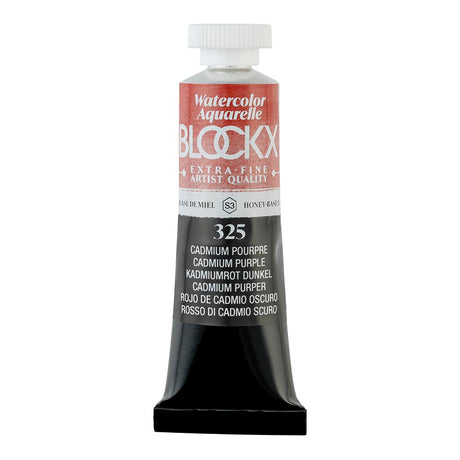 Vibrant BLOCKX 15ml S3 325 Cadmium Purple watercolor tube, featuring light-resistant pigments for exceptional brilliance.
