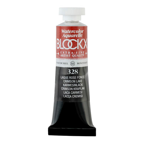 Premium 15ml BLOCKX Watercolour tube in Crimson Lake, featuring light-resistant pigments for vibrant, luminous artwork.