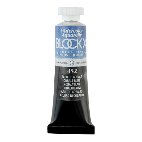 BLOCKX 15ml Cobalt Blue watercolour tube showcasing vibrant, transparent pigment for professional and hobby artists.