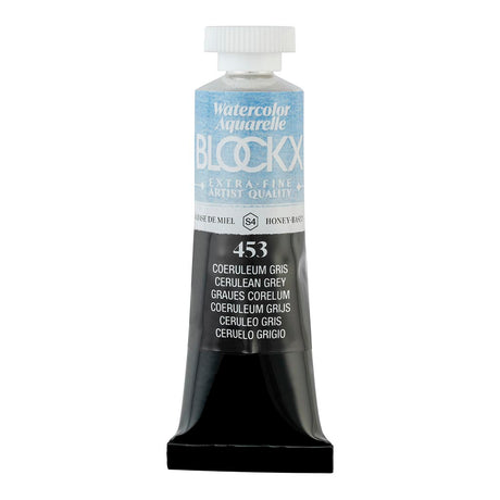 BLOCKX 15ml Watercolour Tube in Cerulean Grey, featuring high-quality, lightfast pigments for vibrant landscapes and skies.