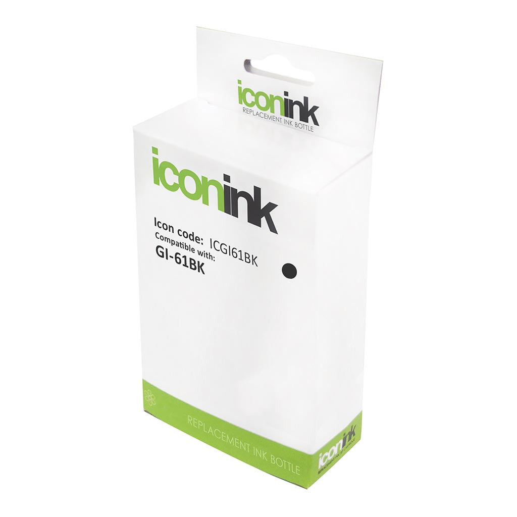 Icon Compatible Canon GI61 Black Ink Bottle for high-quality prints, 135ml, up to 6,000 pages, easy to replace.