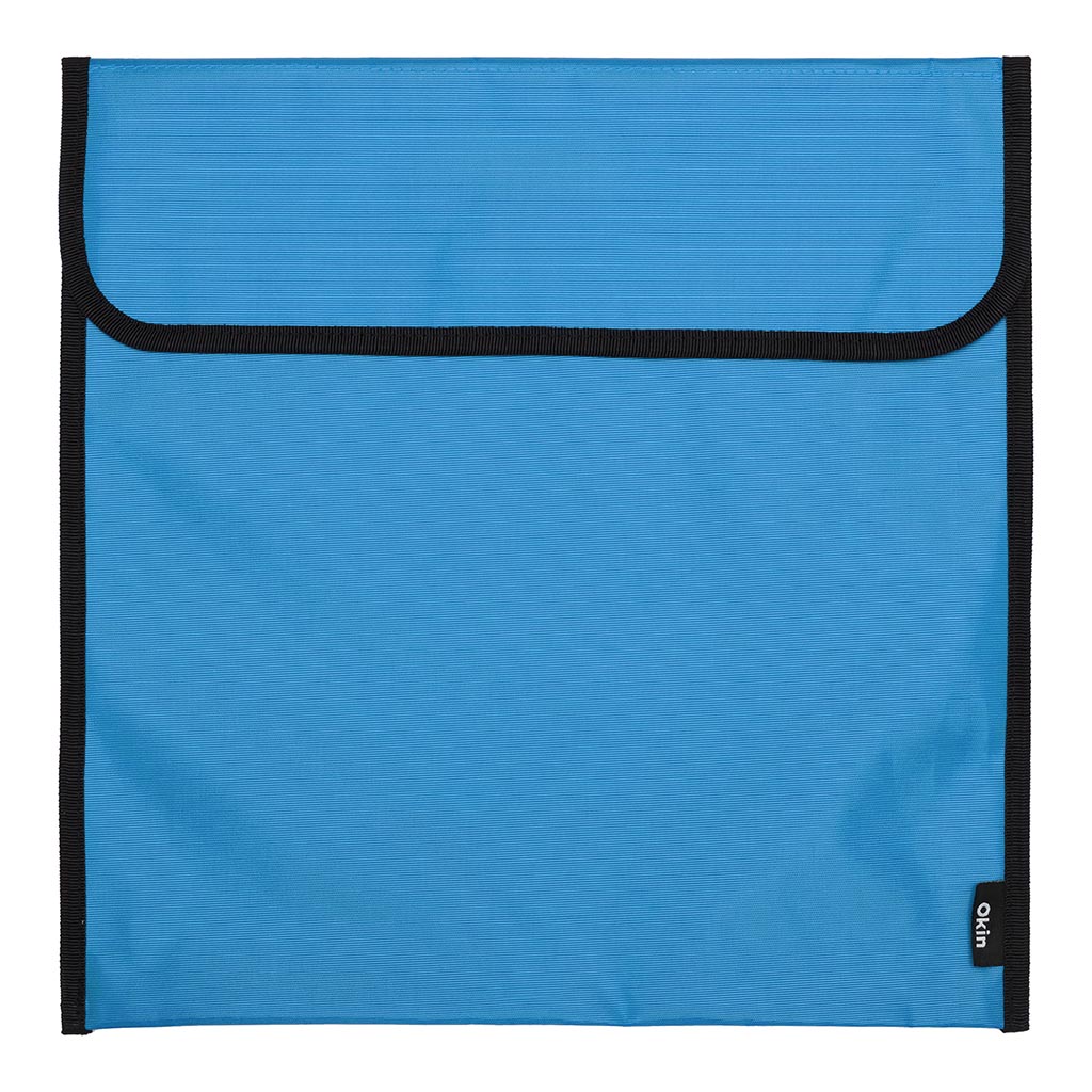 Light blue 36x33cm homework bag made from durable nylon, perfect for organizing schoolwork and materials securely.