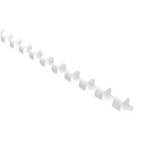 White Icon Binding Coil Plastic 10mm, Pack of 25, for securely binding up to 65 sheets of documents.